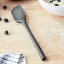 Grey silicone spatula on counter top